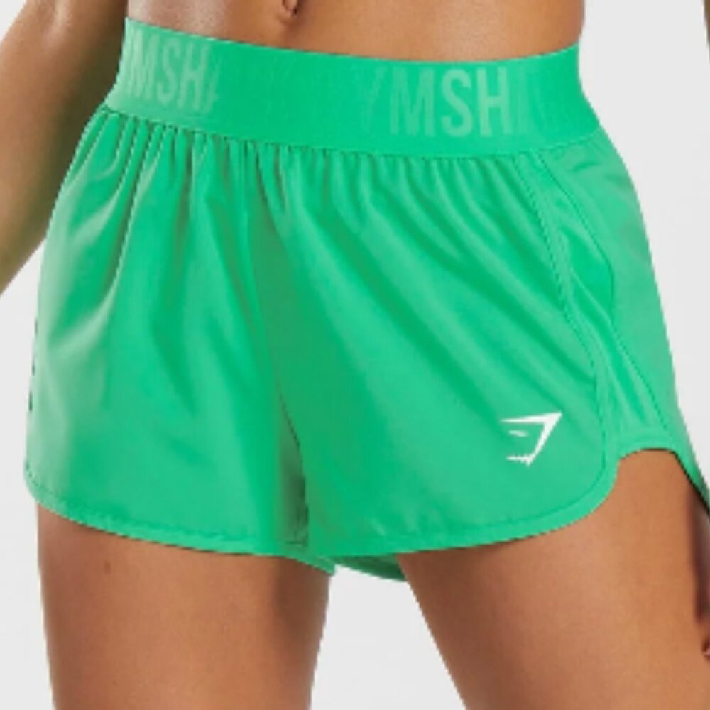 GYMSHARK Women's Athletic Training Loose Fit Shorts in Tropic Green (Size S)